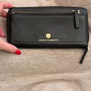 Vince Camuto Black Wallet with Gold Accents